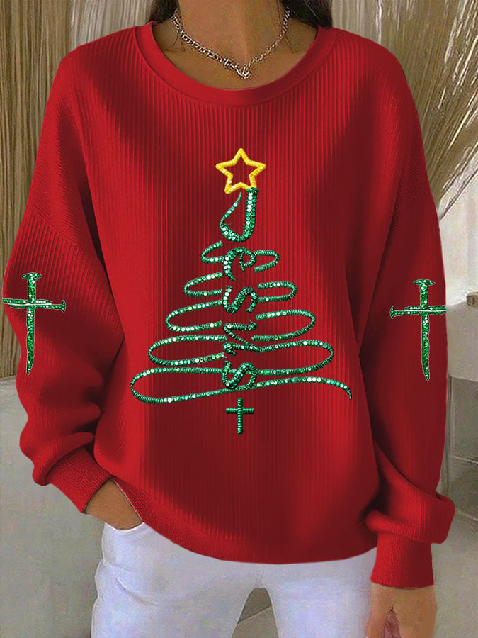 Women's Casual Print Long Sleeve Knit Top