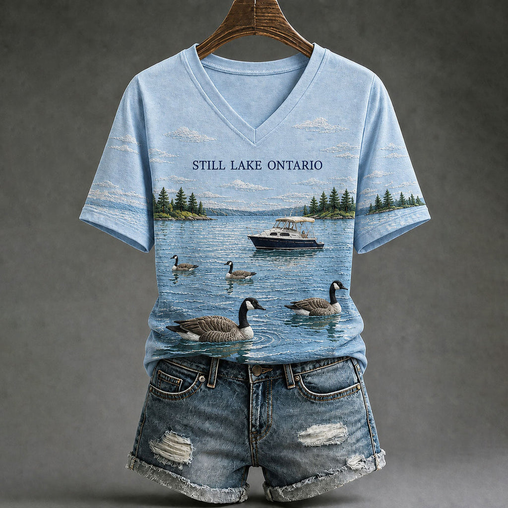 Women's Lake Ontario Casual Art Printed T-shirt