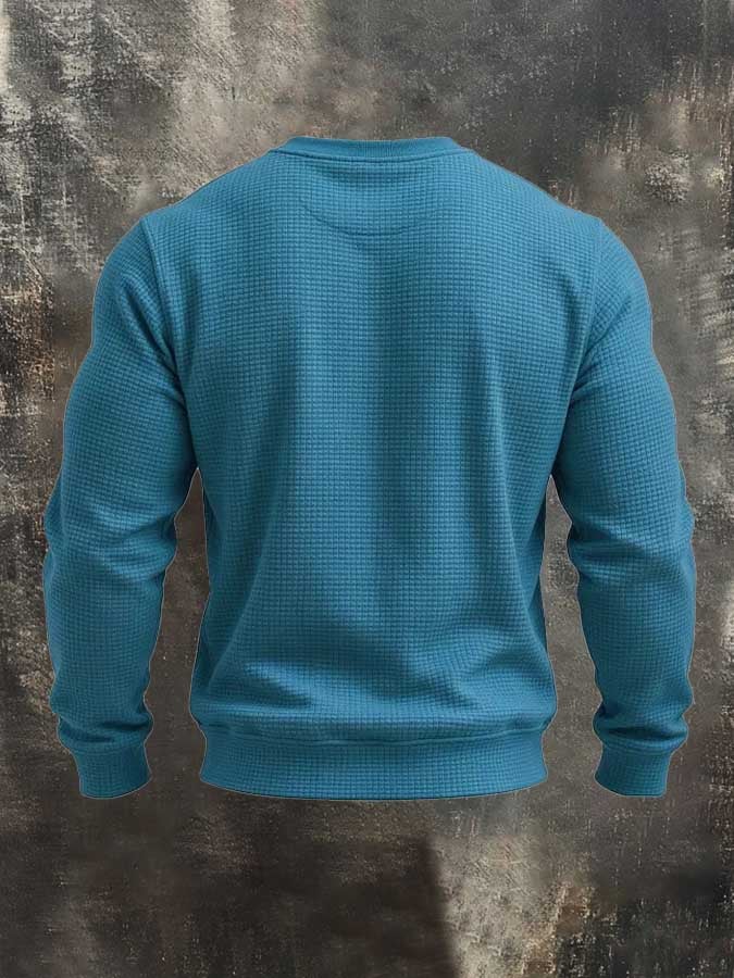 Men's Vintage Waffle-Knit Crewneck Sweatshirt