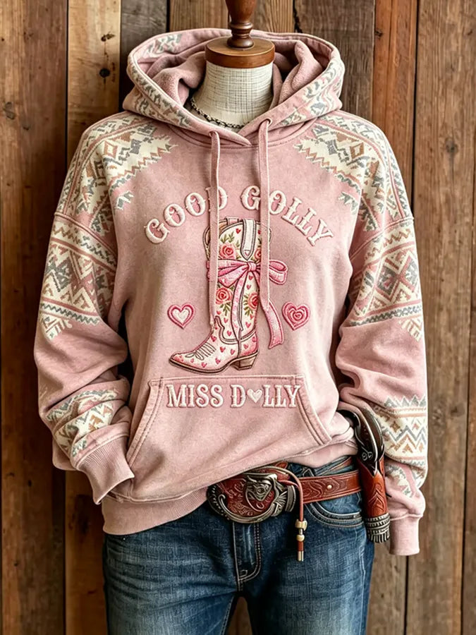 Women'S Cowgirl Printed Hoodie