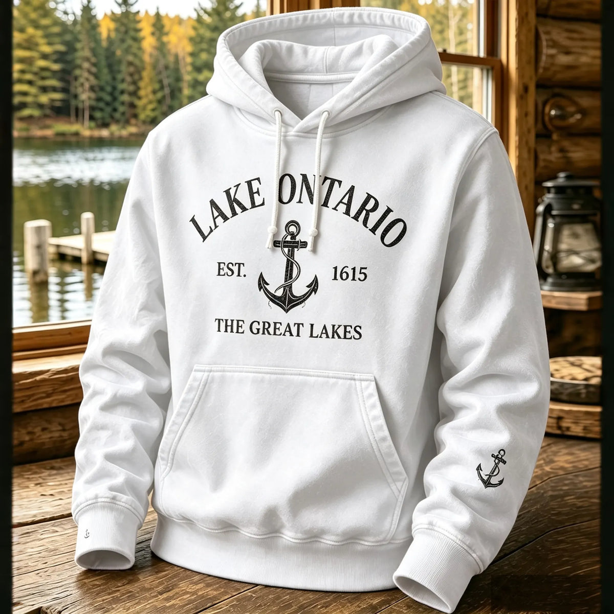 Men's 1615 Lake Ontario Printed Casual Warm Hoodie