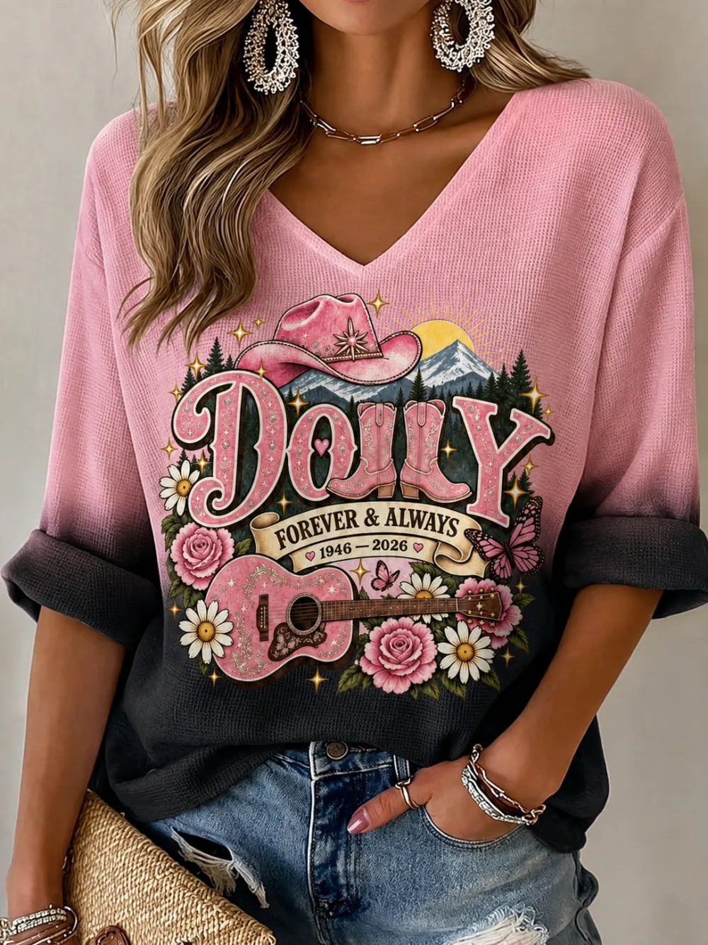 Women'S Country Music Printed Casual T-Shirt