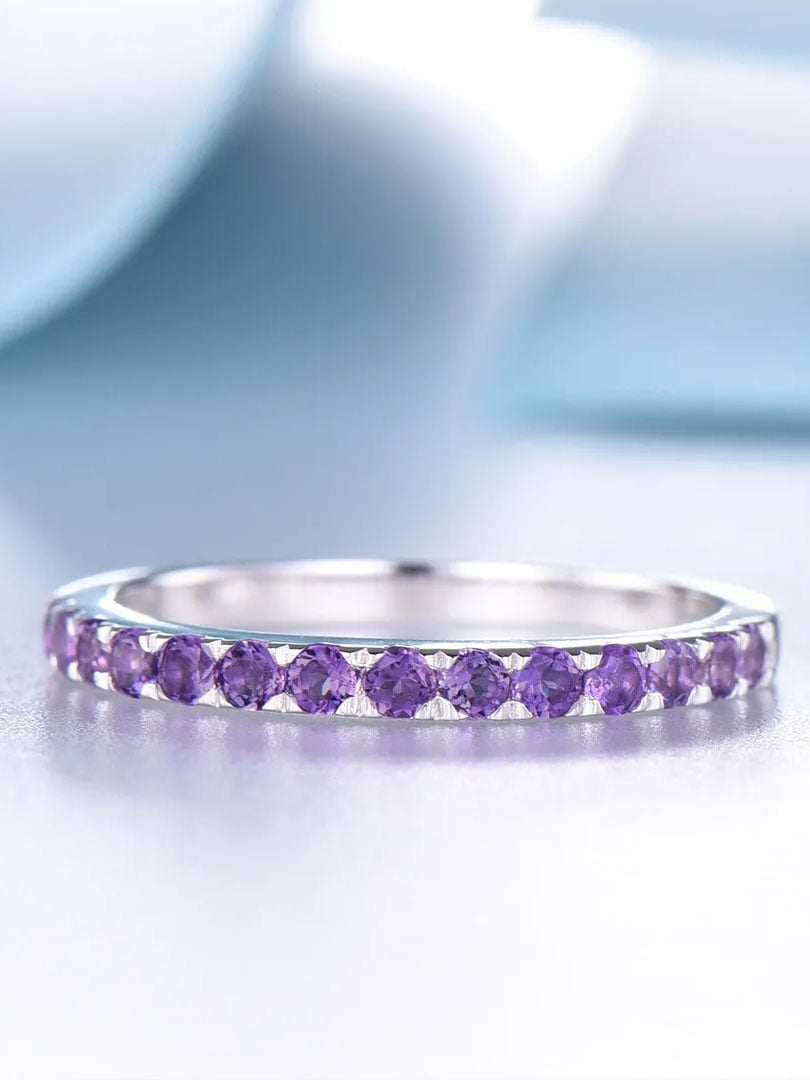 Alzheimer Dementia Awareness Gift Purple Half Eternity Ring