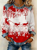 Women's Christmas Faith Print Crew Neck Long Sleeve Top
