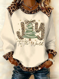 Women's Christmas Joy To The World Print Top