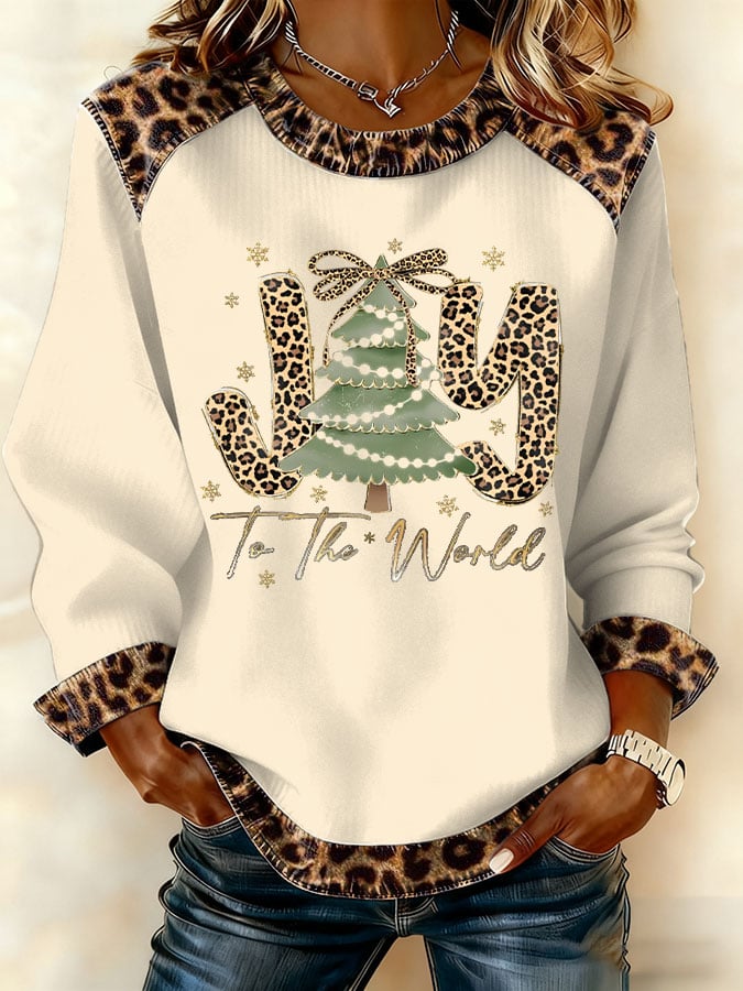 Women's Christmas Joy To The World Print Top