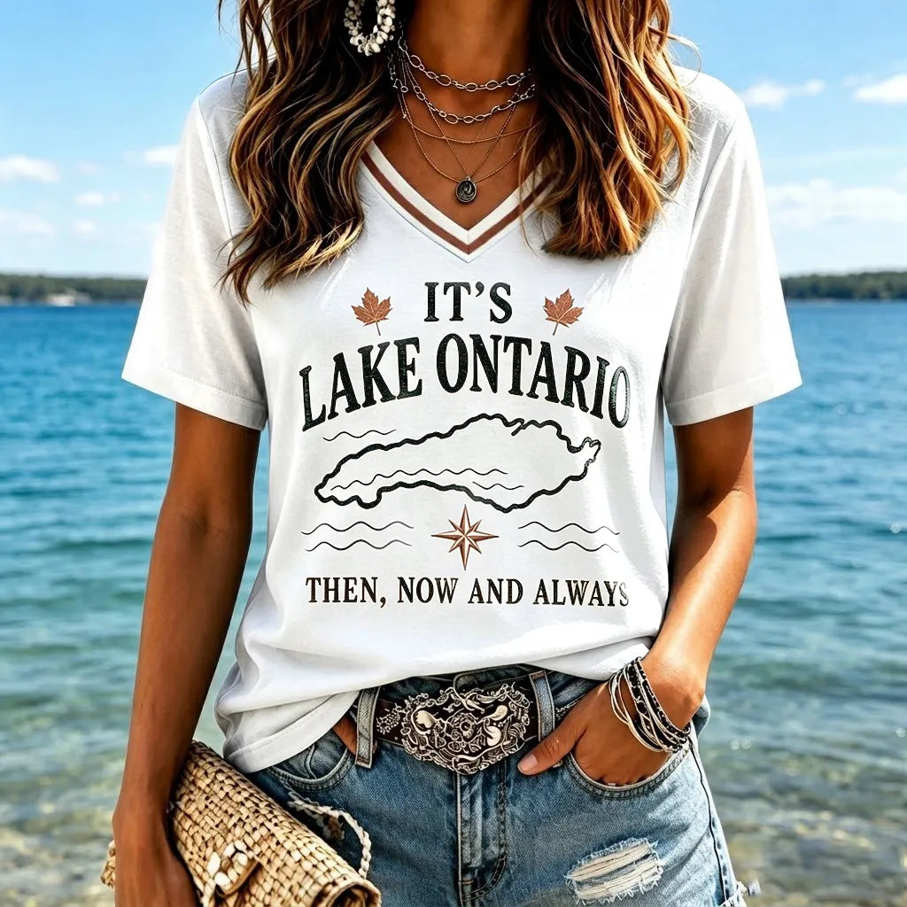 Women's "it's Lake Ontario. Then, Now And Always" V-neck T-shirts