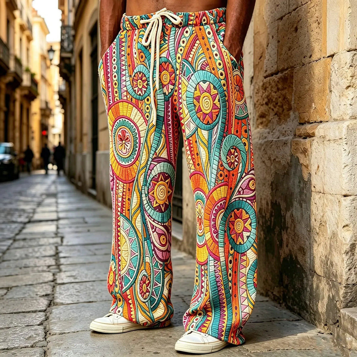 Men's Vibrant Bohemian Circular Print Pants