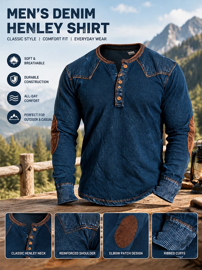 Men's Vintage Comfortable Henley T-Shirt