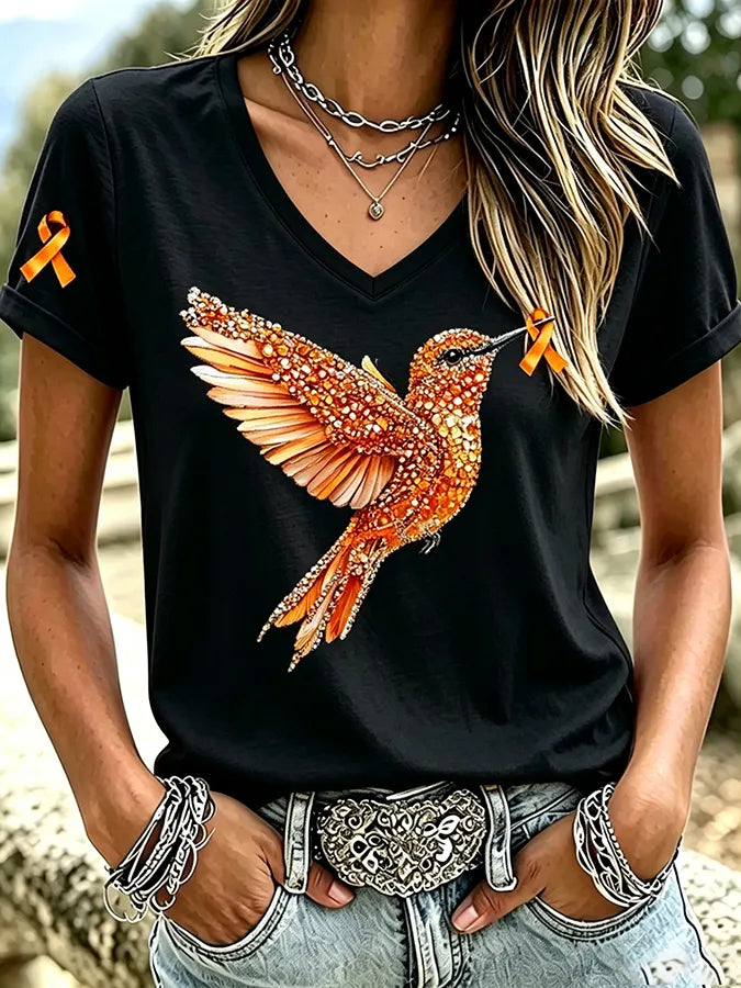 Women's Leukemia Awareness Graphic Casual T-Shirt