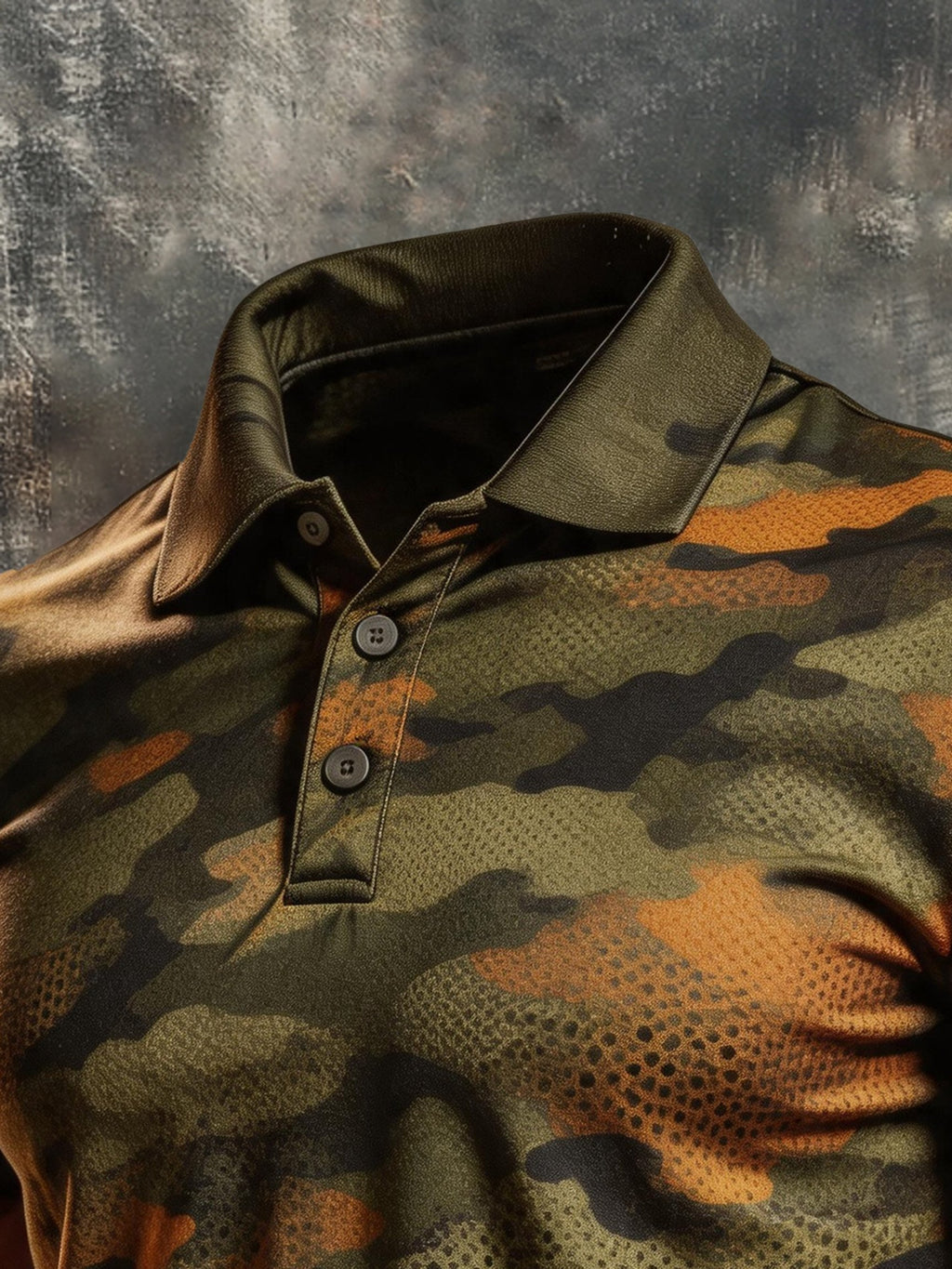 Men's Retro Color-Block Long-Sleeve Polo Shirt