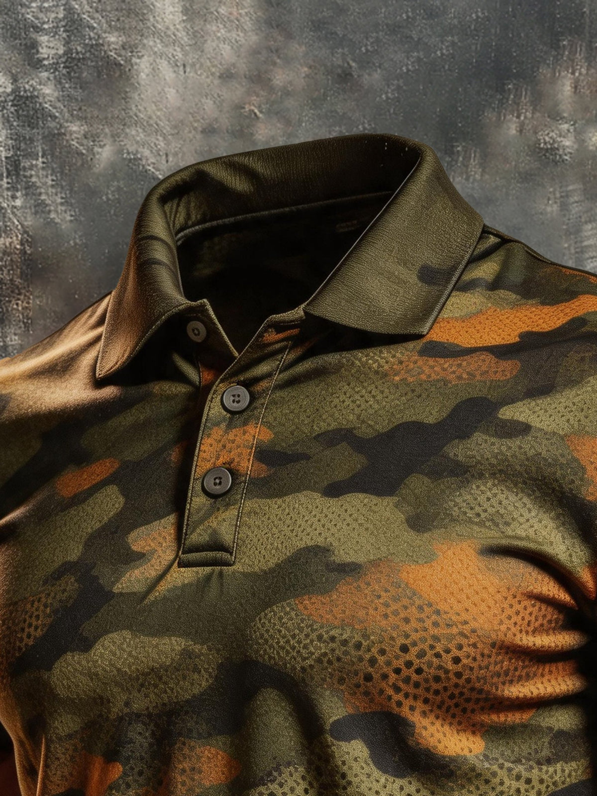 Men's Retro Color-Block Long-Sleeve Polo Shirt