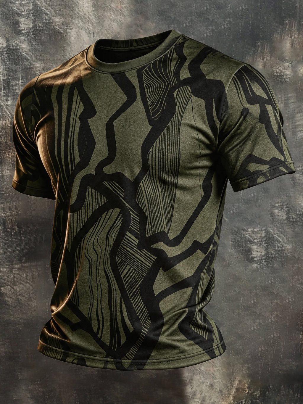Men's Retro Color-Block Crew-Neck Short-Sleeve T-Shirt