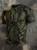 Men's Retro Color-Block Crew-Neck Short-Sleeve T-Shirt