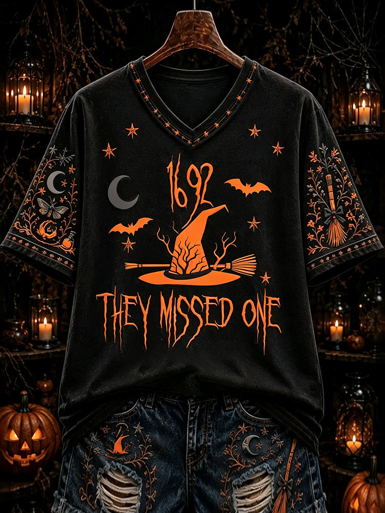 Women's Halloween Print V-neck Short-sleeved T-shirt