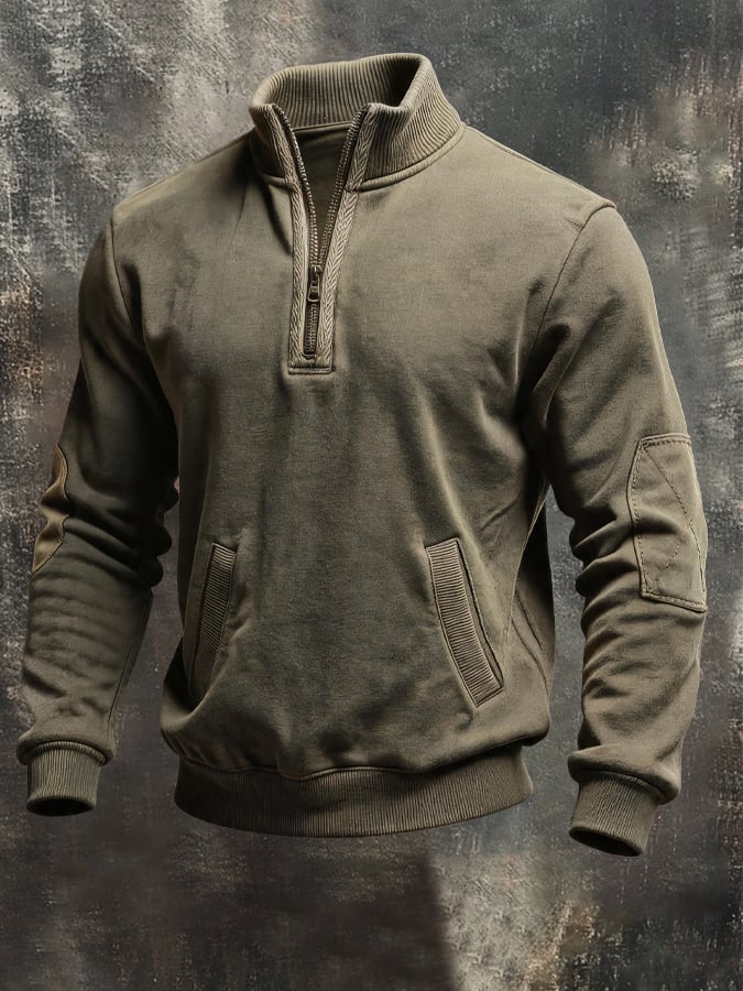Men's Vintage Comfortable Zip-Up Stand-Collar Sweatshirt