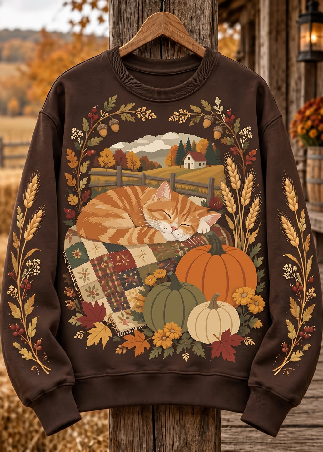 Women's Autumn Cute Cat Art Cozy Sweatshirt