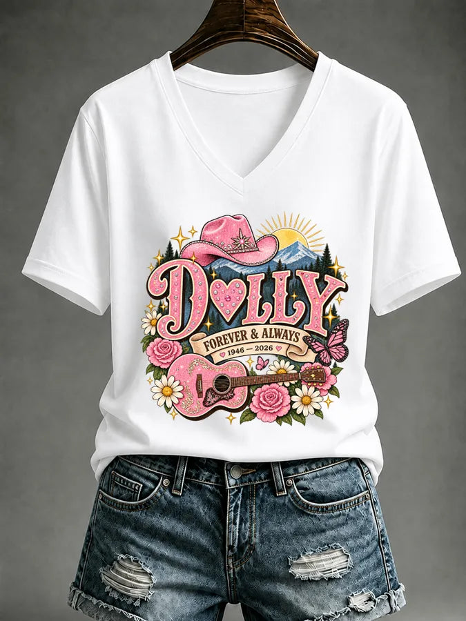 Women'S Country Music Printed V-Neck Casual T-Shirt