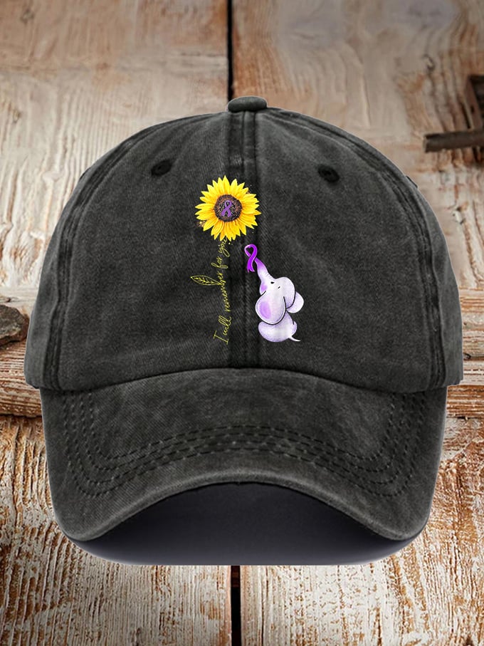 Unisex I Will Remember For You Alzheimer's Disease Awareness Printed Hat