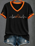 Women'S Casual Leukemia Awareness Print Short-Sleeve T-Shirt