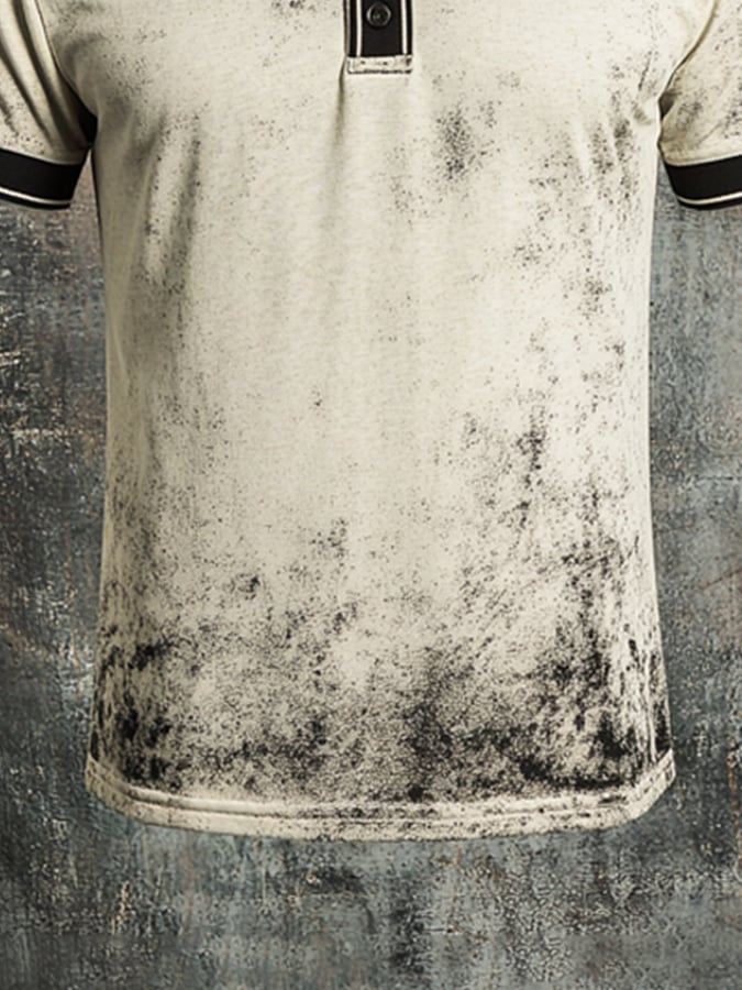 Men's casual short sleeve retro style polo shirt with contrast color