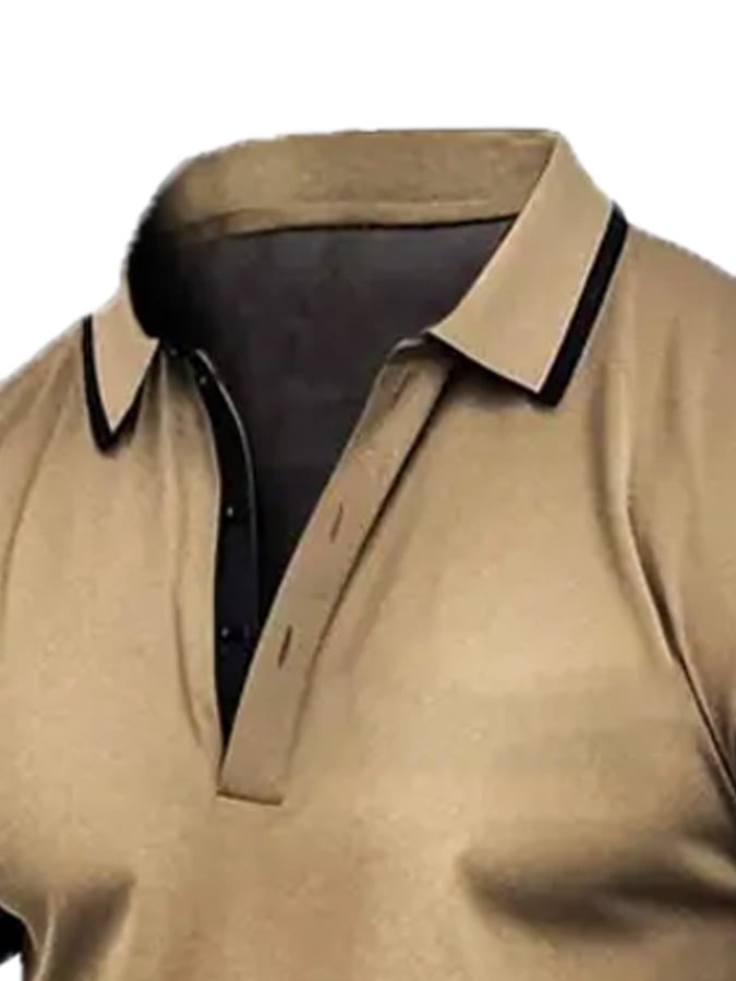 Men's vintage-look polo shirt with color block pattern