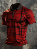 Men's Retro Color-Block Short-Sleeve Polo Shirt