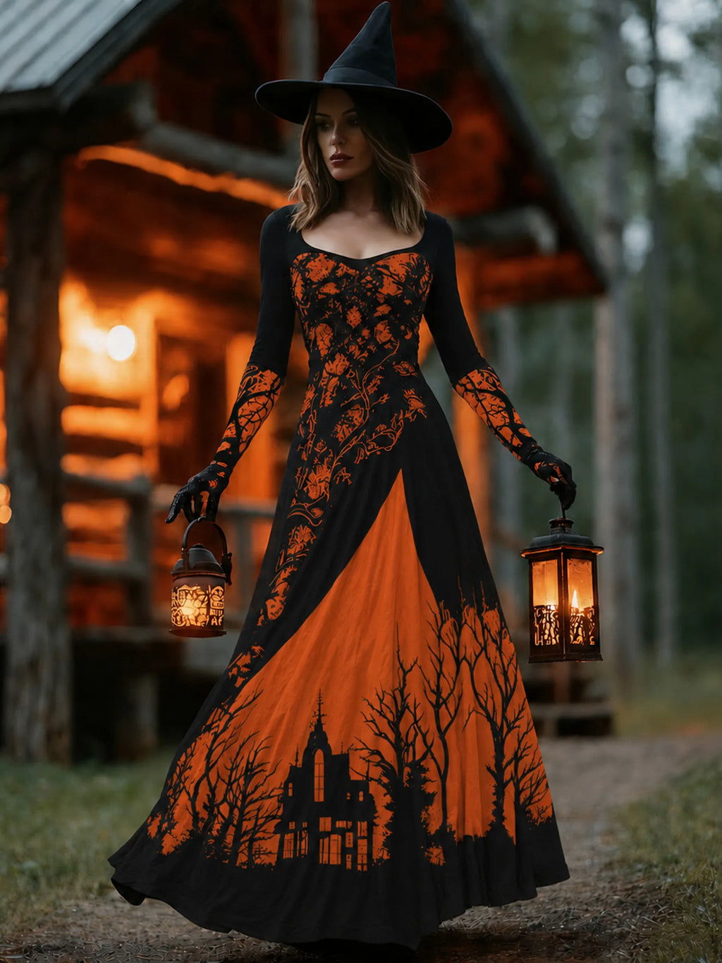 Women's Halloween Horror Treehouse Design  Maxi Dress