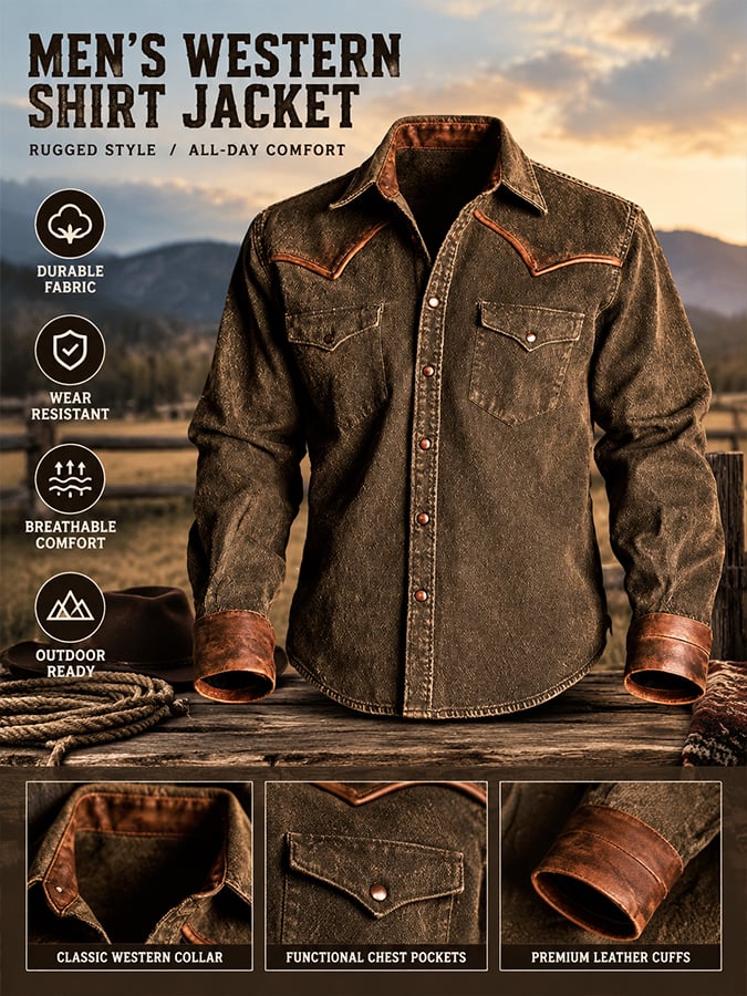 Men's Vintage Double-Pocket Western Shirt