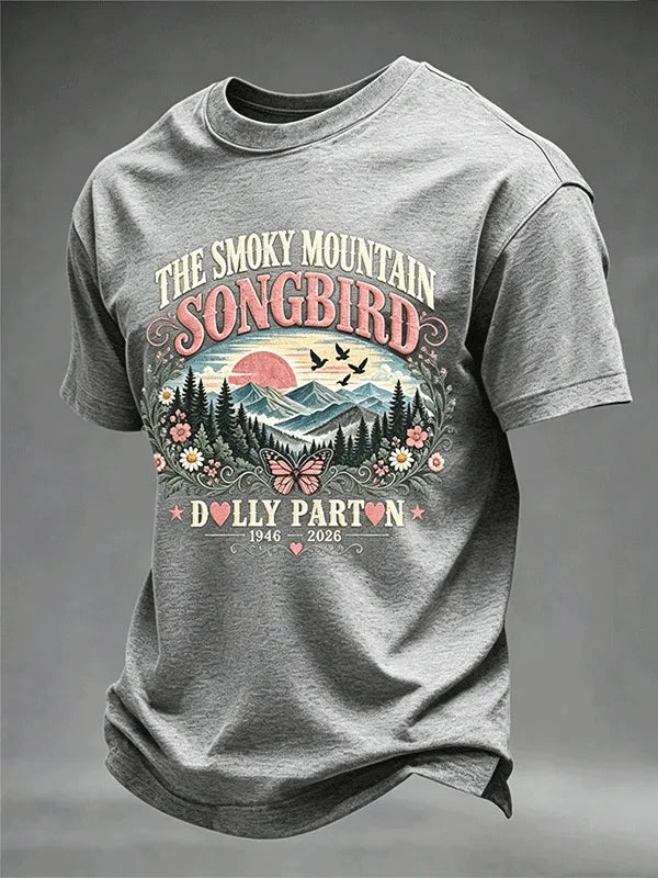Men's Country Music Legend Tribute Print Round Neck T-shirt