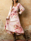 Women's  V-Neck Printed Knit Dress