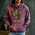 Men's Crackle Tie‐dye Peace Symbol Drip Paint PEACE Text Print Hoodie