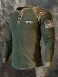 Men's Vintage Camo DD-214 Long-Sleeve Henley T-Shirt