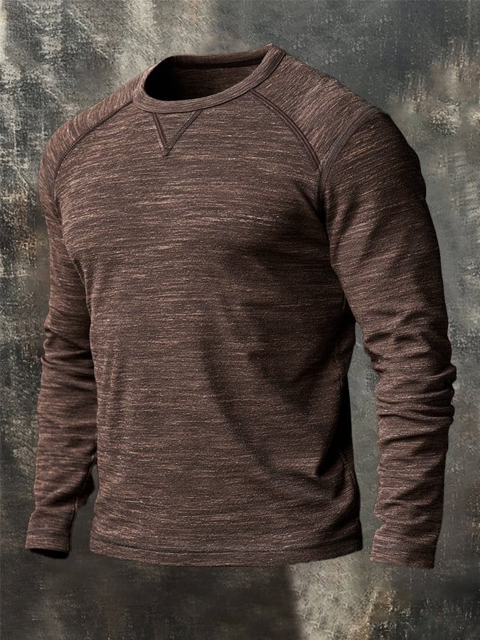 Men's Retro Comfortable Color-Block Crew Neck T-Shirt