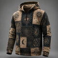 Men's Sun Moon Mandala Patchwork Print Zipper Hoodies