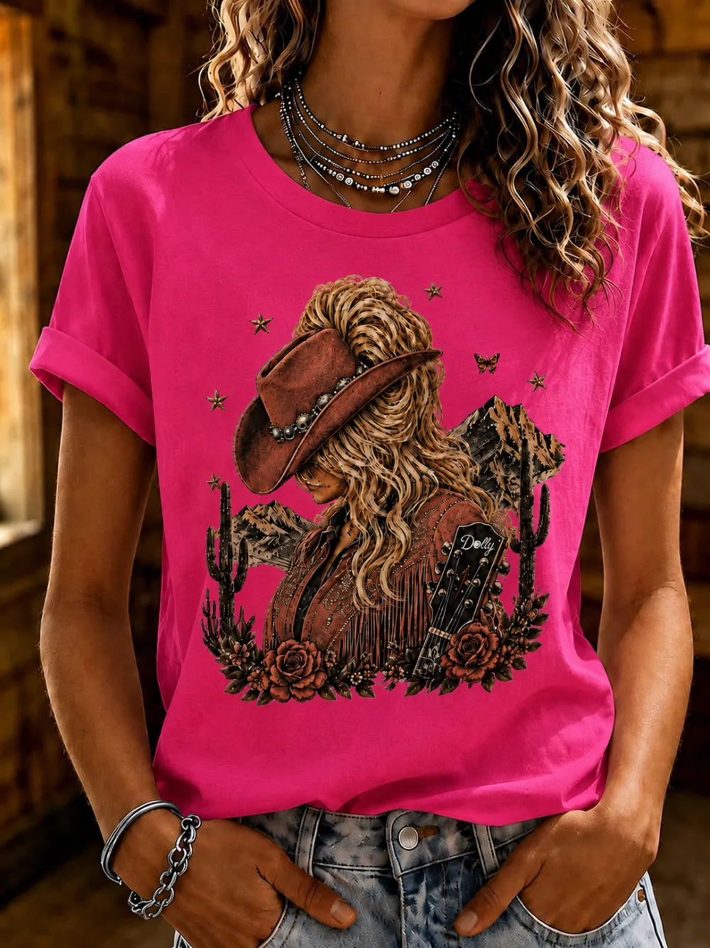 Women'S Country Music Printed Casual T-Shirt