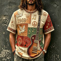 Men's 1969 Guitar Peace Dove Print Crew Neck Short Sleeve T-Shirt