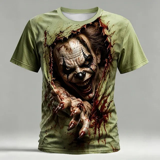 Halloween Men's Optical Illusion Creepy Clown 3d T-shirt