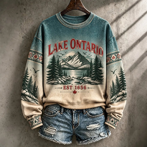 1656 Lake Ontario Women's Printed Casual Sweatshirt