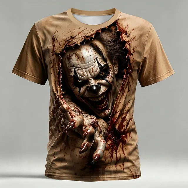 Halloween Men's Optical Illusion Creepy Clown 3d T-shirt