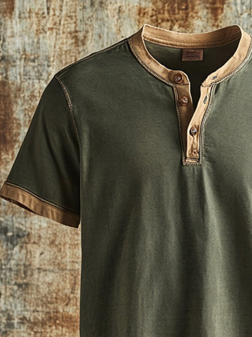 Fashionable, breathable, lightweight, stretchy Henley T-shirt for men