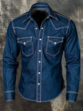 Men's Vintage Western Denim Shirt