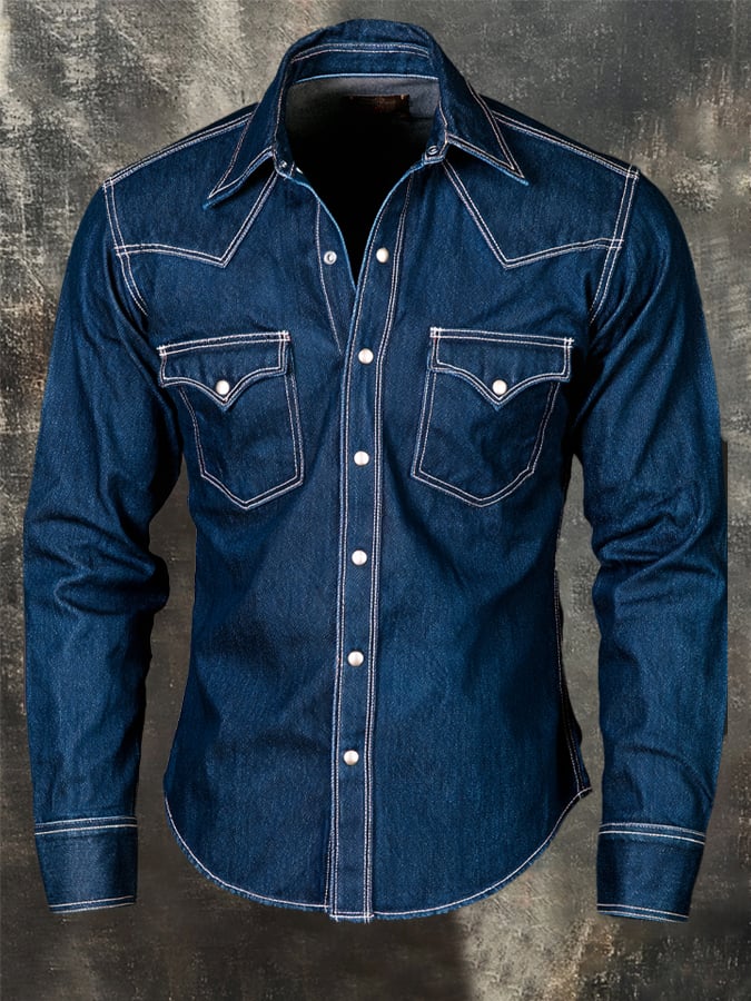 Men's Vintage Western Denim Shirt