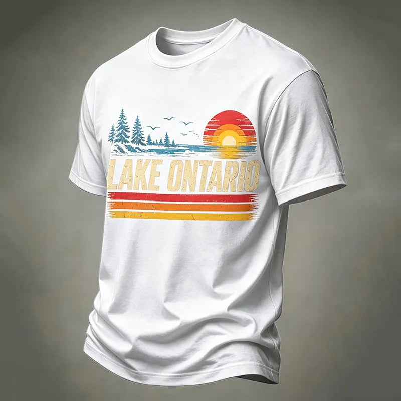 Men's Lake Ontario Printed Casual Crew Neck T-shirt