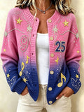 Women's Casual Printed Knit Cardigan