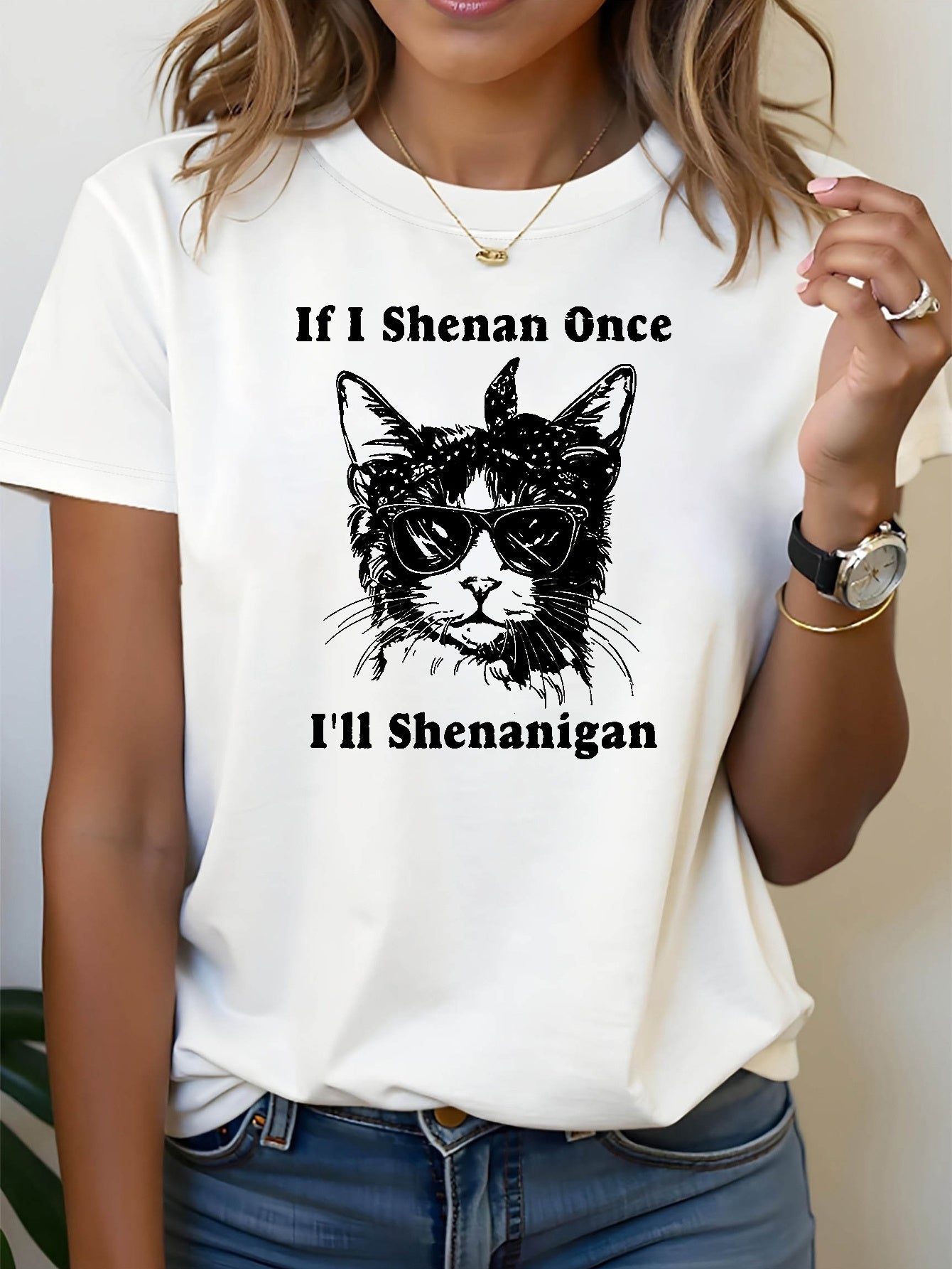 Sunglasses Cat Printed T-Shirt