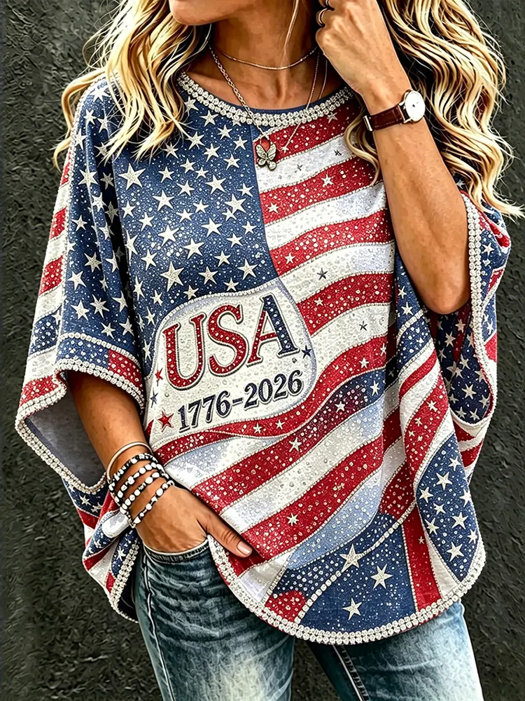 Women's Independence Day Art Oversized Top