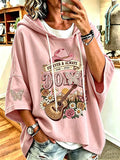 Women's commemorative printed round neck hooded sweatshirt