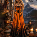 Girls' Halloween Spider Gothic Gradient Dress
