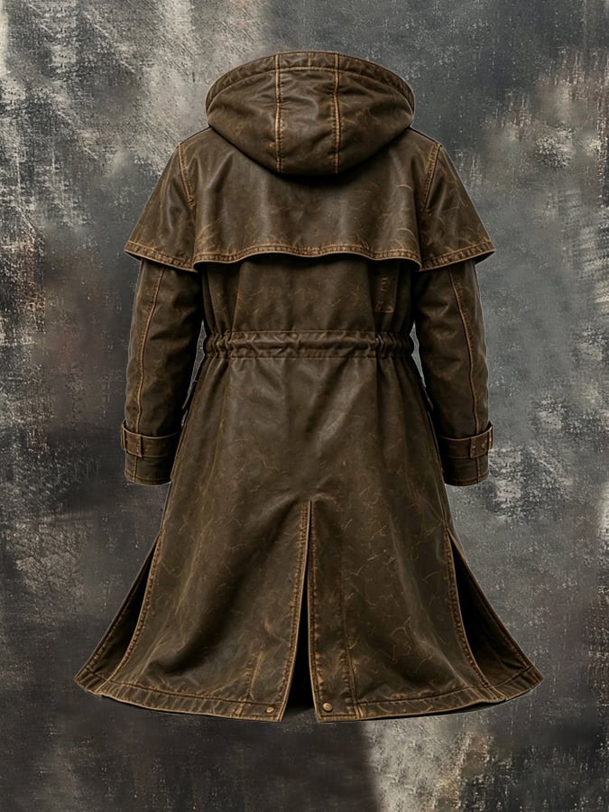 Men'S Stylish Vintage Mid-Length Trench Coat With Fleece Lining For Warmth